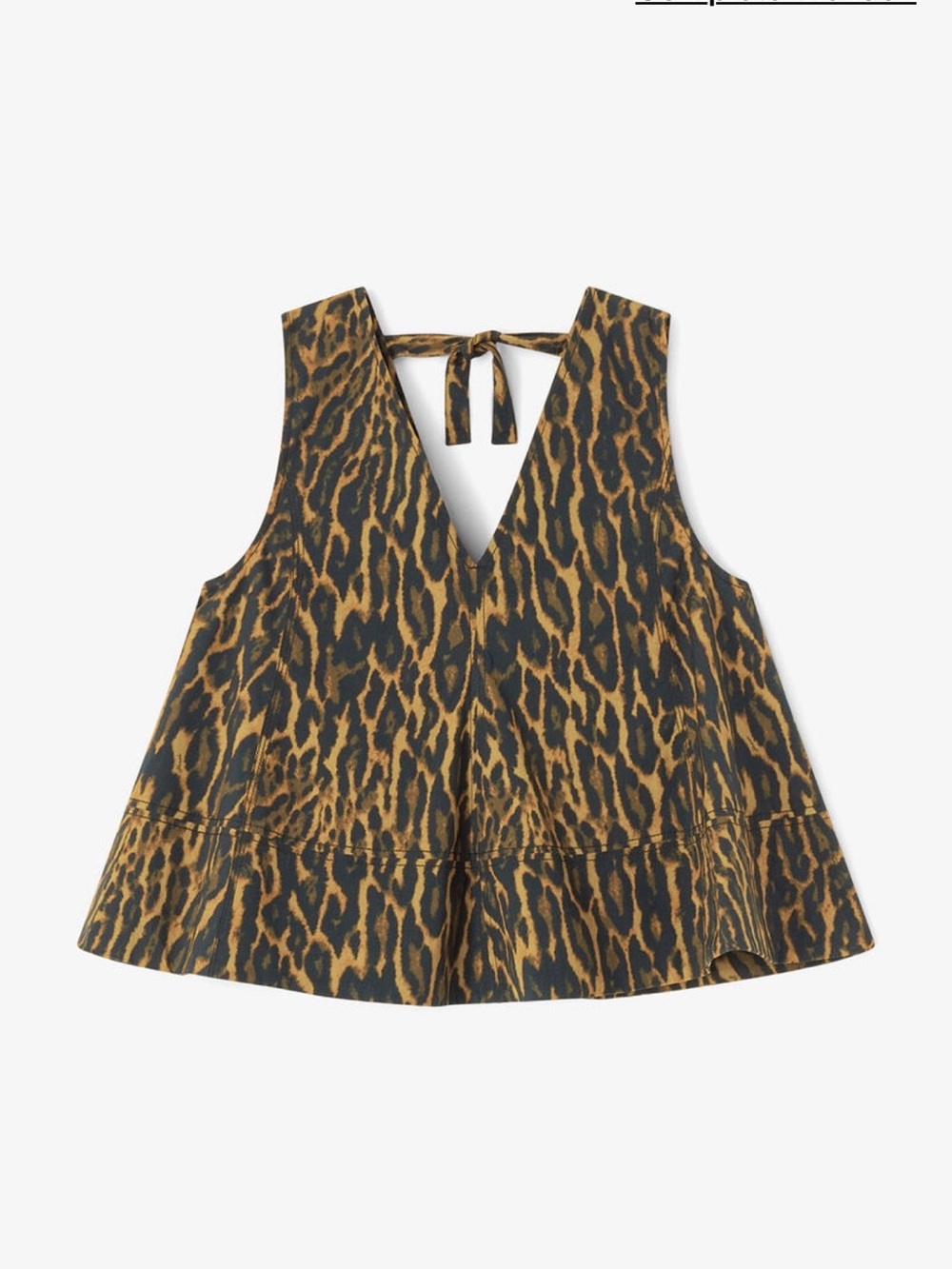 Ganni Leopard Print Tie-Back V-Neck Tank - Brown, Black